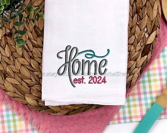 HOME with Est 2024 embroidery design Machine Embroidery Design Farmhouse Embroidery 5 sizes 4x4 5x4 6x5 7x6 8x7