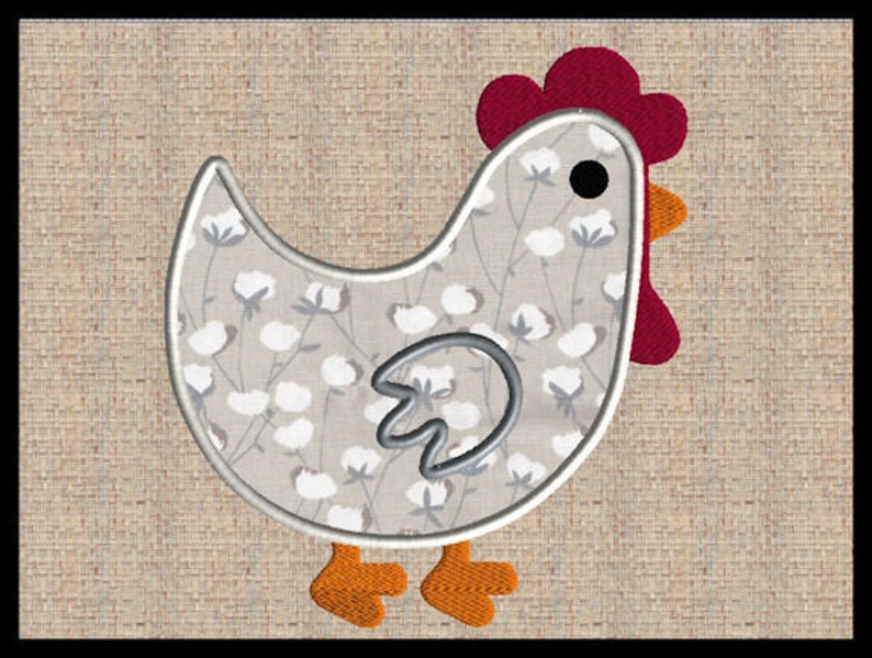 Chicken Applique Embroidery Design Machine Embroidery Satin Etsy
