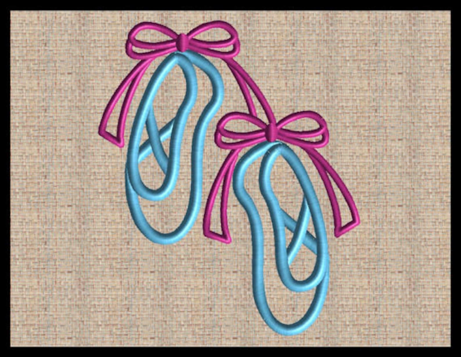 ballet shoes embroidery design ballerina slippers machine embroidery dance shoe with bows embroidery design 4 sizes 4x4 5x5 6x6