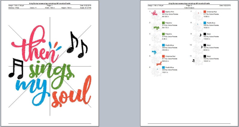 May include: A digital design featuring the phrase "then sings my soul" in a colorful, script font. The words are in pink, green, blue, and orange, with black musical notes. The design is on a white background.