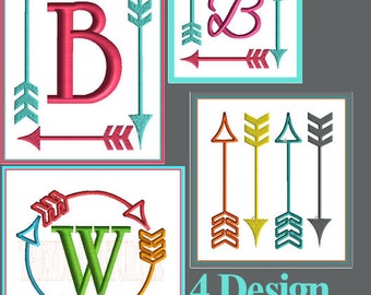 Arrow Monogram Font Frame Embroidery Design Arrow Embellishment Embroidery Design Arrow Design Fill Stitch Satin Stitch Embroidery Design