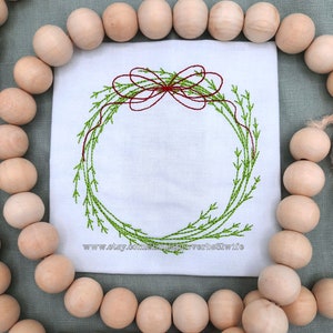 Bean Stitch Weihnachtsstickerei, Kranz-Stickdatei, Frohes Fest - 9 Größen 4x4 bis 30x30