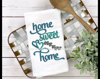 Home Sweet Home Embroidery Design, Floral Laurel (Digital Download)