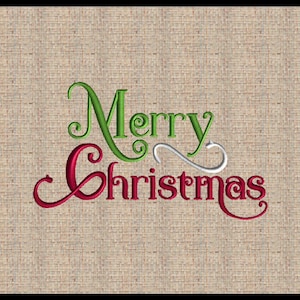 Merry Chirstmas Machine Embroidery Design - Script Font Embroidery Design - 4 sizes 7x5 up to 10x6