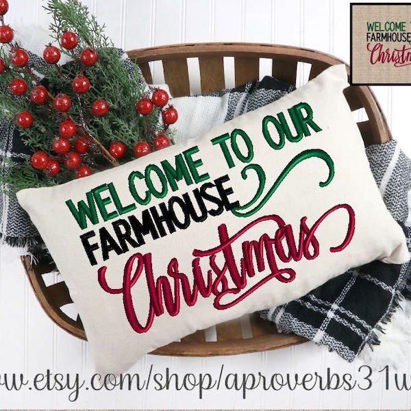 Welcome to our Farmhouse Christmas Embroidery Design Farm house embroidery design Welcome to our Home 5 sizes 5x7  5x8  9x6  10x7  11x7
