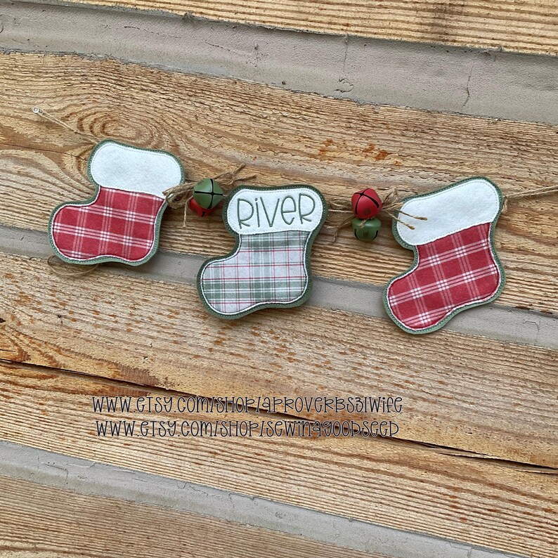 ITH Felt Christmas Stocking Banner | 5x7 Embroidery Design (PDF) - Etsy