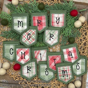 ITH Felt Merry Christmas Banner Embroidery Design | 4x4 Embroidery Machine Design | Felt Garland |Felt Christmas Ornament | Christmas Decor