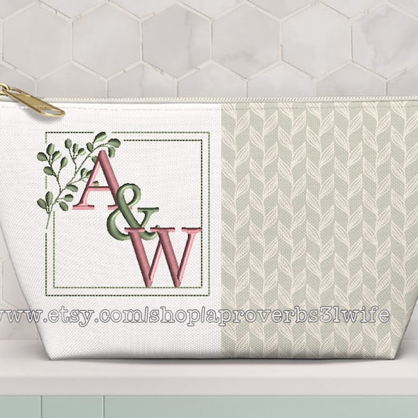Wedding Floral Font Frame - Machine Embroidery Design - 4x4 hoop size up to 8x8 hoop Size - Instant Download