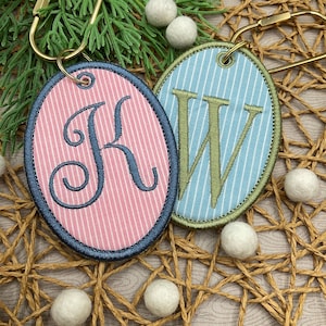 ITH Oval Name Tag Banner - Puff Foam Embroidery- Basket Name Tag - In The Hoop Gift Tag 9 sizes - 4x4 and 5x7 hoop size