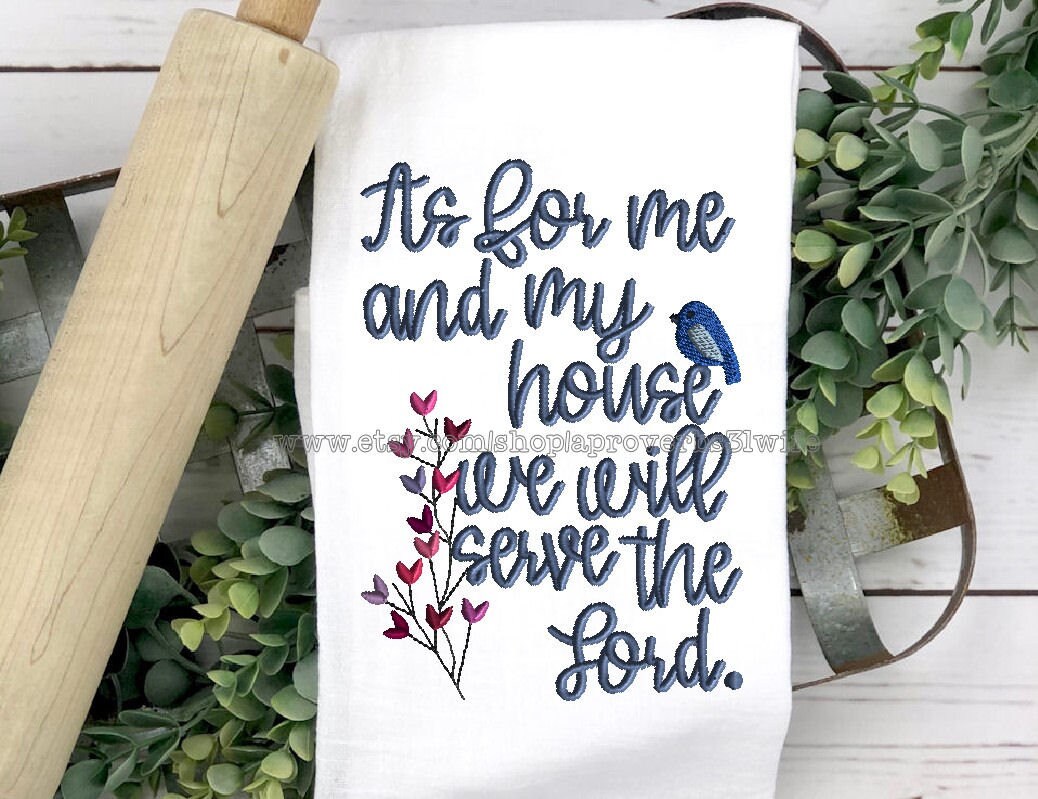 As for me and my house we will serve the Lord machine embroidery design - Spring Bird and Flower Embroidery design 5x7  6x8  7x9  7x10  8x11