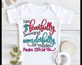 I am fearfully and wonderfully made Psalm 139:14 embroidery design 5 sizes 4x4  5x5  6x6  7x7  8x8
