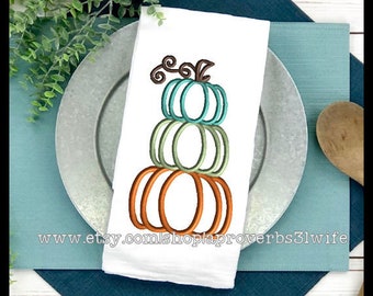 Stacked Pumpkin Machine Embroidery Design - 3 Pumpkins Embroidery - Quick Stitch Embroidery - Farmhouse Embroidery - 5 Sizes 5x7 up to 7x11