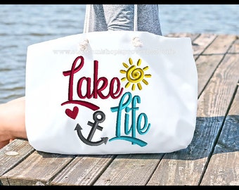 Lake Life Embroidery Design: Summer Anchor, Sun (4x4, 5x5, 6x6, 7x7)