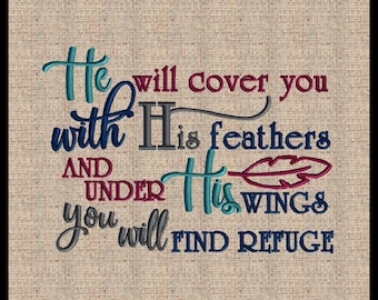 Psalm 91:4 Embroidery Design (Digital Download)