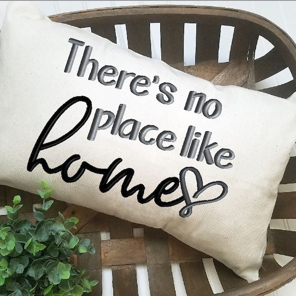 Rustic Pillow Embroidery Design There's no place like home embroidery design Machine Embroidery Design Heart Embroidery   5x7 8x6  7x9 8x10