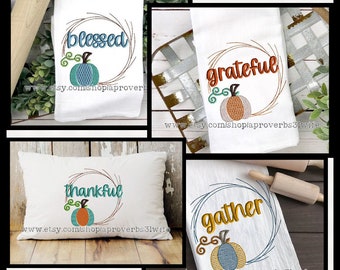 Machine Embroidery Bundle - Fall Embroidery Designs - Sketch Stitch Pumpkin - Bean Stitch Wreath