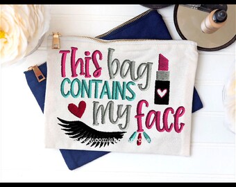 Esta bolsa contém meu design de bordado de rosto, design de bordado de bolsa de cosméticos, design de bordado de bolsa de maquiagem, 5 tamanhos 4x4 5x4 6x5 7x6 8x7