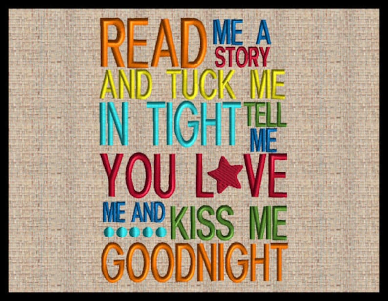 Read Me a Story Embroidery Design Tuck Me in Tight Machine Etsy