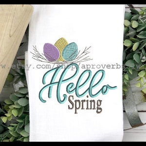 Hello Spring Embroidery Design Machine Embroidery Design Wreath Embroidery Design Eggs Embroidery 4 sizes 5x7 7x6  8x7 8x10