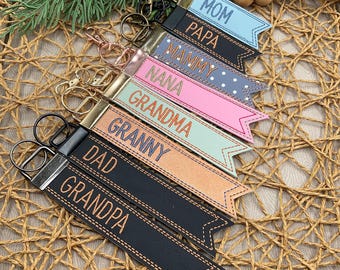GRANDMA Flag Key Fob ITH Machine Embroidery Design (Instant Download)