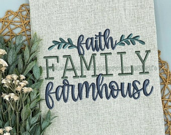 faith FAMILY farmhouse machine embroidery design Rustic Embroidery Design Farm House Embroidery 3 sizes 5x7  8x6  9x7