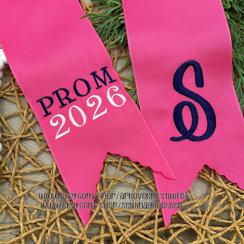 PROM 2026 Sash Embroidery Design | Flower Bouquet Embroidery Design ...