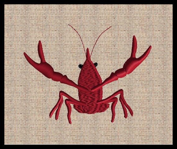 Crawfish Embroidery Design, 5 Sizes (4x4, 5x7) (Digital Download)