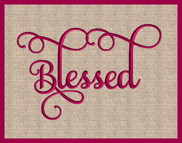 Word Blessed Thanksgiving Embroidery Design Blessed Script ...