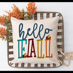 Hello Fall Machine Embroidery Design Pumpkin Embroidery Design Embroidery Design 7 sizes 4x4 up to 10x10