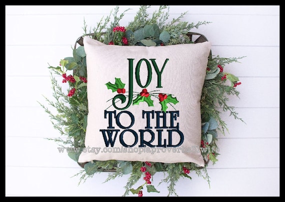 Joy to the World Embroidery Design – Christmas Holly (machine