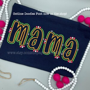 5 Inch Monogram Font Set | Outline Doodle Font Machine Embroidery ...