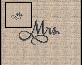 Words Mr. and Mrs. Machine Embroidery Design  Individual words Mr and Mrs Embroidery Design