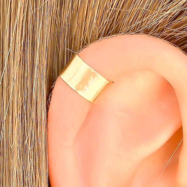 Gold Ear Cuff, Hammered Ear Cuff, Cartilage Ear Cuff, Gold Filled Ear Cuff, Thick Ear Cuff, Cartilage Earrings