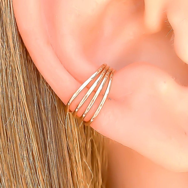 Rose Gold Ear Cuff, Hammered Ear Cuff, No Piercing Ear Cuff, Rose Gold Filled, Cartilage Ear Cuff, Ear Wrap, Rose Gold