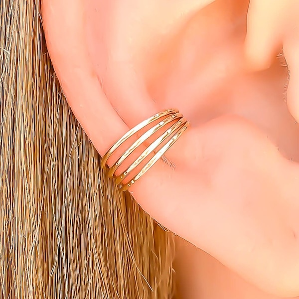 Gold Ear Cuff, Gold Filled Ear Cuff, Hammered Ear Cuff, Gold Wrap Earrings, Gold Filled Earrings, No Pierce Ear Cuff, Earcuff