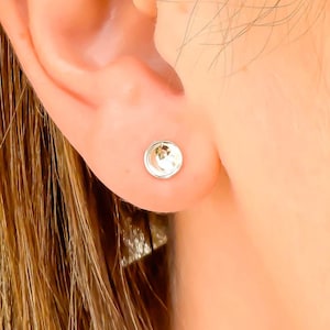 Sterling Silver Disc Stud Earrings, 6mm Cup Setting