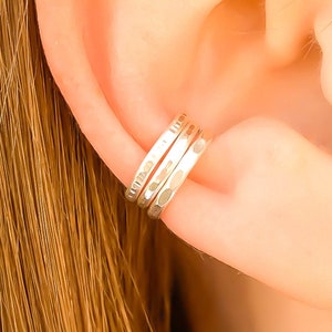 Set of Ear Cuffs OR Single Ear Cuff, Cuff Earrings No Piercing, Sterling Silver Ear Cuff