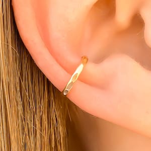 14K Gold Filled Ear Cuff, Cuff Earrings Non Pierced, Facet Ear Wrap Earring