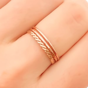 Rose Gold Stacking Ring Set, 14K Rose Gold Filled Stacking Rings, Stacking Ring