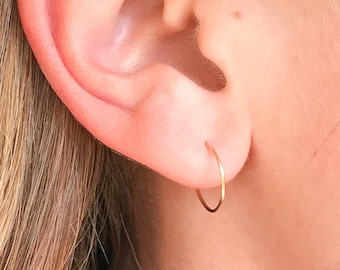 Small Gold Hoops, Tiny 14K Gold Filled Hoop Earrings, Gold Huggie Earrings