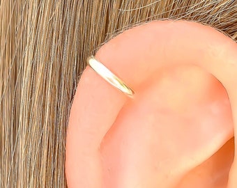 Sterling Silver Ear Cuff, No Piercing Ear Cuff, Cuff & Wrap Earrings, Faux Cartilage Cuff, Minimalist Half Round Small Helix Ear Cuff