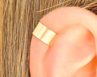 14K Gold Filled Ear Cuff: Wide Band Non Pierced Cartilage Earring