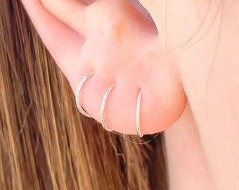 Silver Huggie Hoop Earrings, Sterling Silver Hoop Earrings, Small Hoop Earrings