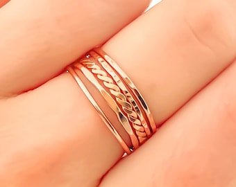 Rose Gold Stacking Rings, 14K Rose Gold Filled Rings For Women, Stackable Rings, Single Dainty Rose Gold Ring OR Rose Gold Ring Set