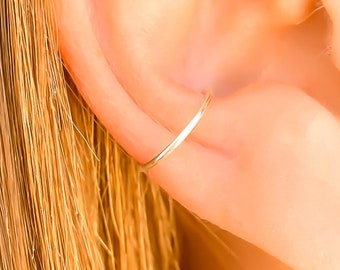 Sterling Silver Conch Ear Cuff, Adjustable Faux Piercing, Handmade