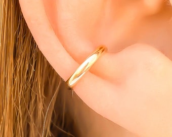 Gold Filled Ear Cuff, Cuff Earrings Non Pierced, Thick Half Round Gold Ear Wrap, Cuff Conch Earrings