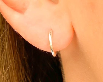 Mini Silver Hoop Earrings, Sterling Silver Hoops, Simple