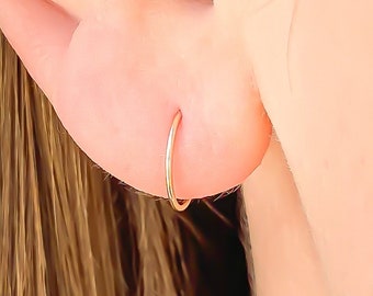 Small 14K Gold Filled Hoop Earrings, Huggie Hoops