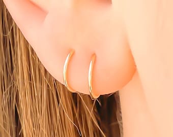 Small 14K Gold Filled Hoops, Tiny Gold Hoop Earrings, Gold Cartilage Earrings, 7mm 8mm