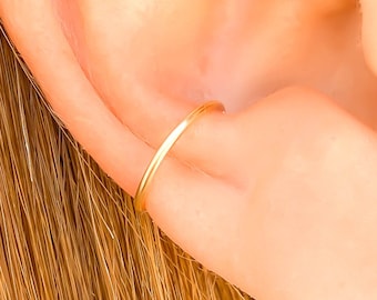 Gold Ear Cuff, No Pierce Hoop Ear Cuff, 14K Gold Filled Ear Cuff No Piercing, Thin Gold Cuff Earring, Conch Cuff & Wrap Earrings